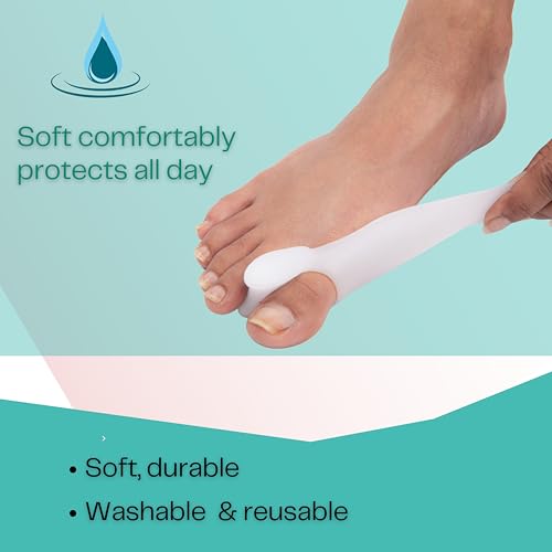 Image of Wonder Care Silicone Toe Separator For Feet Gel Pads Big Toe Corrector Bunion Straightener Yoga Stretcher Hammer Bunion White [Pair of 3-6 Pieces]