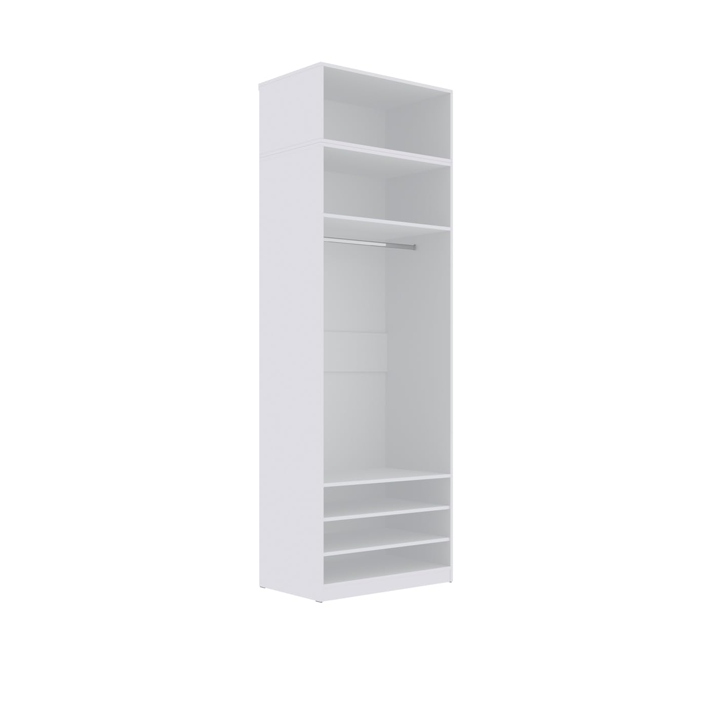 Garderoben-Set TRES R/NB begehbarer offener Kleiderschrank mit 5 Kleiderstangen 6 Schubladen, 380x246x51cm, Weiß