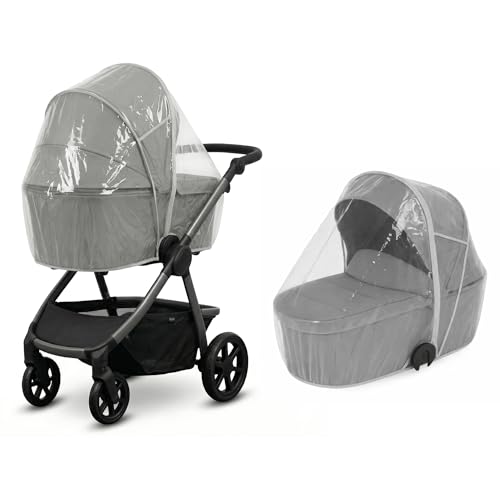 Universal Rain Cover for 2 in 1 Carrycot Travel Systems Clear Waterproof PVC All-Weather Protection for Baby Strollers Fits Most Carrycot Stroller Pushchair