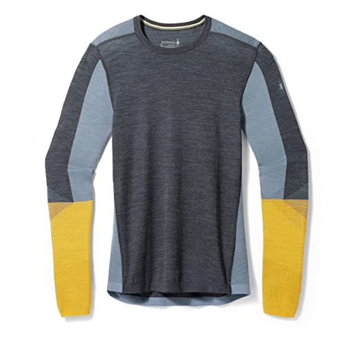 Smartwool Capa base térmica de lana merino Intraknit para hombre, bloque de color (ajuste ajustado), Carbón miel oro, XX-Large