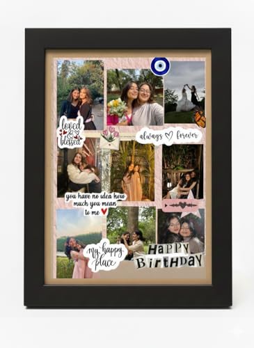 Image of Customized Collage Photo Frame for Wall | Upload 14 Photos | Personalized Photo frame Gift for Birthdays, Anniversaries, Weddings, Couples | (A4 Size) (Birthday)