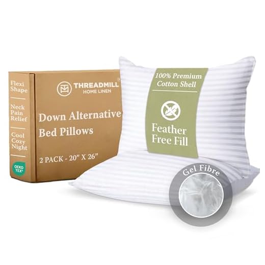 Threadmill Soft Bed Pillows Standard Size Set of 2 | Down Alternative Cooling Bed Pillow for Sleeping | Soft Pillows | 20 x 26 Hotel Pillow, Standard Pillows 2 Pack for Back, Stomach or Side Sleepers