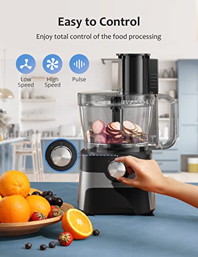 600W 9-Cup Food Processor Leuwd, 8-Cup Blender Jar for Juices, Shakes, Smoothies, and Cocktails, Food Processor and… - Image 7