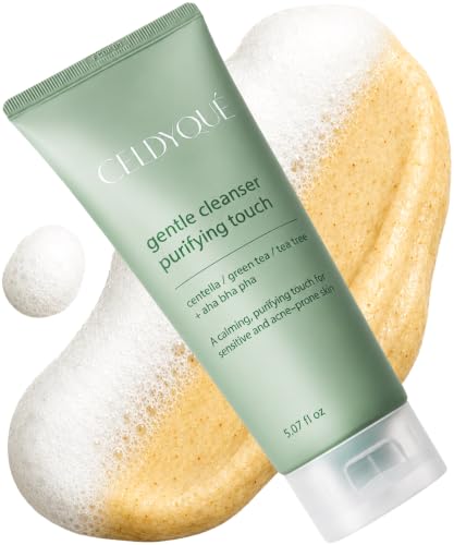 Image of Korean AHA BHA PHA Exfoliant Cleansing Foam Face Wash w / Centella, Tea Tree & Green Tea, Gentle Low pH Pore Minimizer Cleaner Cleanser for Sensitive & Acne-Prone Skin, Non-Stripping & Fragrance 5 Oz