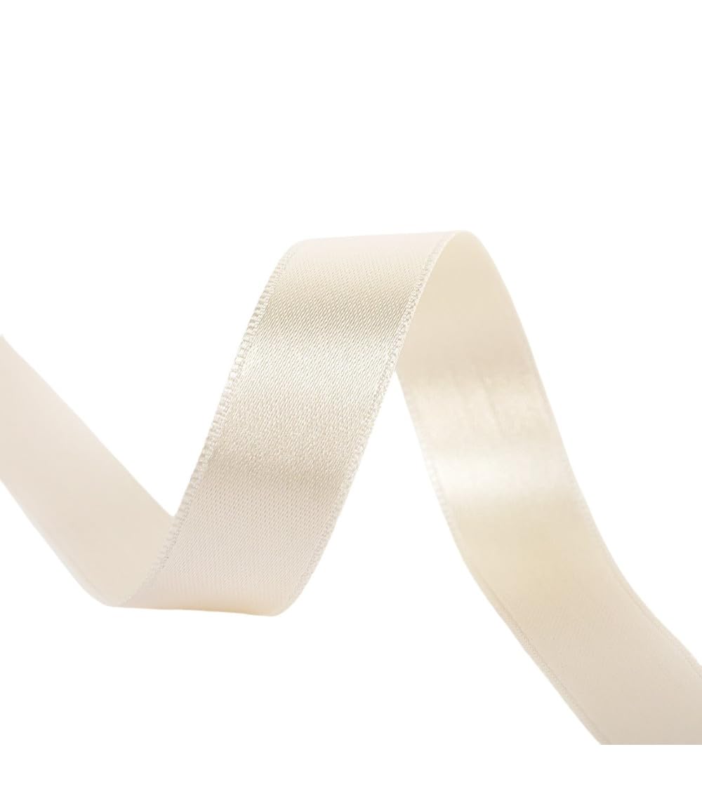 Bobina 40 m nastro raso double face made in France ecru - misura 25 mm