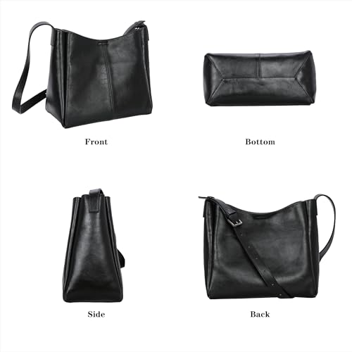 HESHE Genuine Leather Purses for Women Shoulder Handbags Crossbody Hobo Purses Buckets Satchel Bags Tote Work Top Handle Bag4