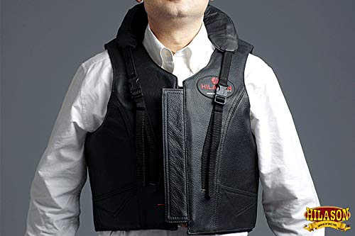 Hilason Safety Bull Riding Vest Protective Leather Black | Bull Riding Gear | Leather Vest | Riding Vest Equestrian | Horse Riding Protective Vest #TOP3