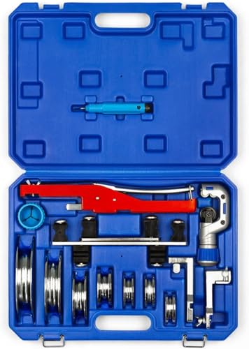 Wostore Ratcheting Tube Bender Kit with Reverse Bending Attachment 1/4-7/8 O.D. 7 Aluminum Alloy Heads 90 Manual Pipe Bender for HVAC Refrigeration Hydraulic Copper Aluminum Tubing