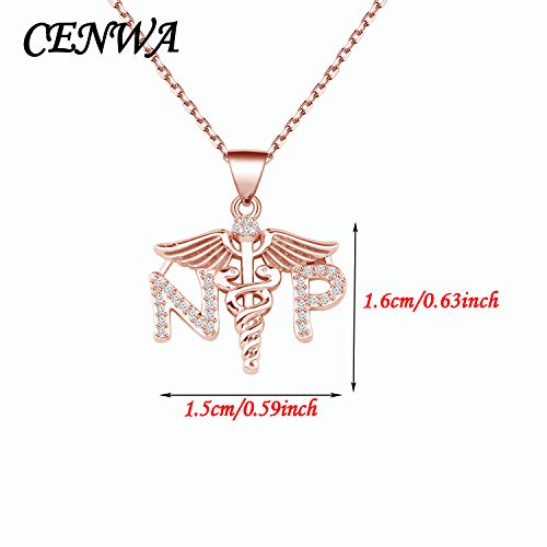 CENWA Colar com pingente temático de enfermeira, presente de formatura, caduceu NP, enfermeira, para