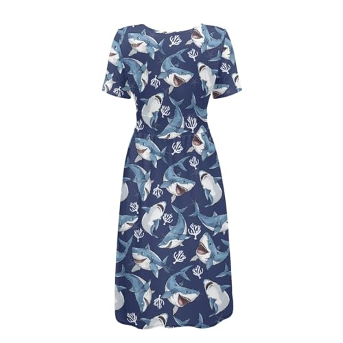 Image of Women's Summer Formal Dresses Short Sleeve Wrap V Neck Dresses Bridesmaid Wedding Guest Dress with Pockets