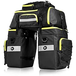 Maletas Para Bicicletas Mtb 29 BAIGIO Bolsa Bicicleta, 3 in 1 Alforja Maletero Impermeable, 3 Compartimentos para Portaequipajes Asiento Trasero de Bicicleta de Carretera, Juego de Bolsas para Bcicleta Pannier (Verde)