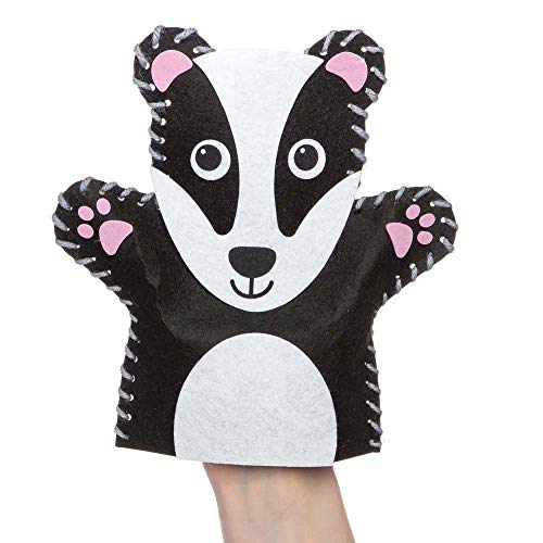 Baker Ross AR637 Waldtiere Handpuppen Nähsets für Kinder - 4er Pack, Puppen Bastelset zum Nähen für Kinder, Sortiert