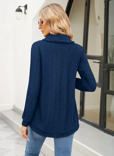 Image of Bulotus Tunic Sweaters for Women 2025 Turtleneck Sweater Pullover Lightweight Warm Tunic Tops for Leggings Loose Fit