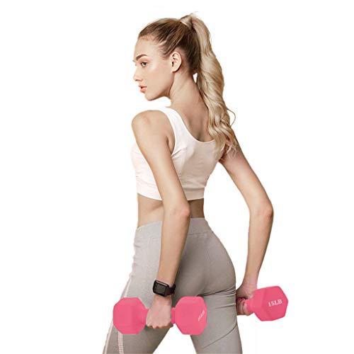 Dumbbell Barbell Weight Pair, Free Weights 2-in-1 Set, 6/8/10/12/15 LB Barbell Neoprene Coated Dumbbell Weights, A Pair of Dumbbell for Women Men, Non-Slip Hand, Home Gym, Office (Pink-15LB) - Thumbnail 7