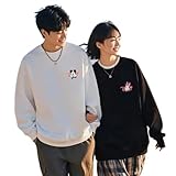 [ChilLAY] [翌日配達]ディズニートレーナー ペアルック 親子服 カップル お揃い ミッキー ミニー 可愛い 長袖 トップスプルオーバー カジュアル ゆったり カットソー スウェット 綿 袖 男女兼用 グッズ 結婚記念日 プレゼント（ホワイト ミッキー XL）