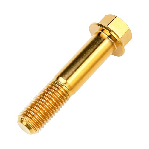 Image of Titanium Bolt M12 30 35 40 45 50 55 60 65 70 75 80 85 90mm Hex Small Flange Head for Motorcycle Car Modification Pack of 4 (M12x55mm Pitch 1.25, Gold)