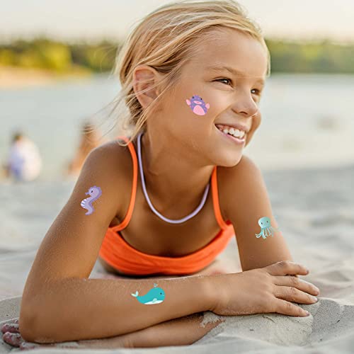 Fashiontats Sea Creatures Temporary Tattoos | Pack Of 36 | Dolphins Turtles Sharks Seahorses | Kids Party Supplies Decorations & Favors | Skin Safe | Made In The Usa #TOP4