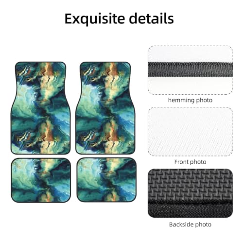Alfombrillas de neopreno premium con diseño de mármol abstracto azul para vehículos 3