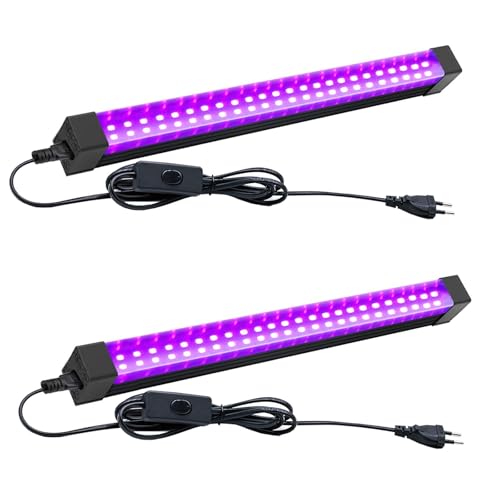 Tkdaksy 2 peças barra de luz UV LED preta 15 W, barra de luz preta, 395-405 nm portátil luz preta ultravioleta para discoteca, festa luminosa, decoração de Halloween