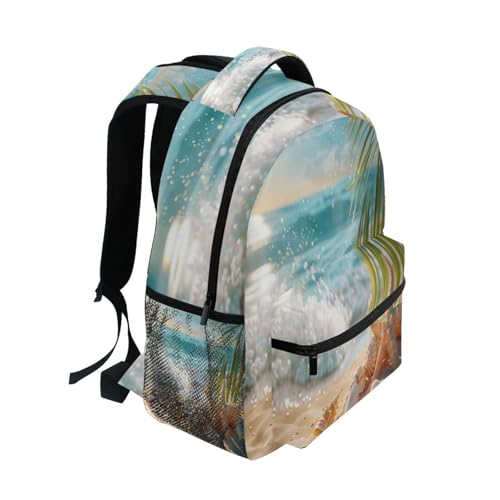 Beach View Pattern Backpack Laptop Backpack Casual Daypack with Name Tag for Men Women, Fits 15.6" Laptop2