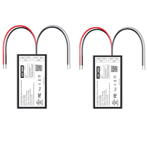 (2 Pieces) 60W 12V Dimmable LED Driver, 12V Triac ELV/MLV Transformer Compatible with Lutron&Leviton...