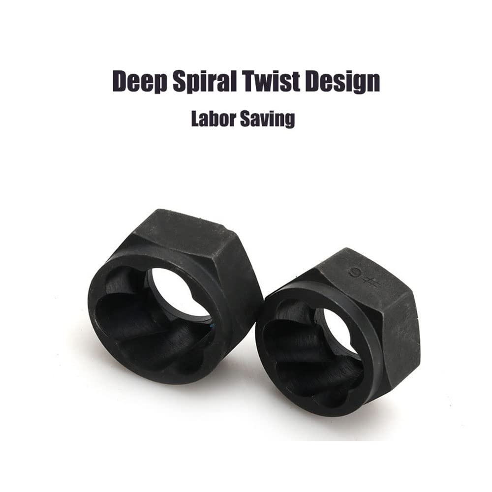 Juego de 10 extractores de Perfil Corto, Kit de Herramientas para extraer Tuercas de Tornillo, Juego de Herramientas para Tuercas métricas de 9-19 mm con Estuche de Transporte de Aluminio.