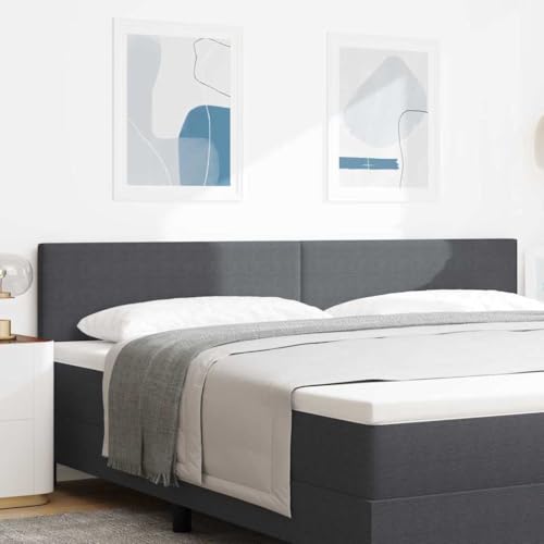 Yunovire Cabecero LED gris oscuro 200 cm poliéster tapizado cabecero con tiras de luz LED RGB, material de madera, dormitorio