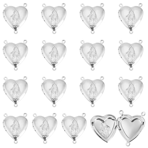 WEBEEDY 16 medallones de Nuestra Señora de Guadalupe con centros de rosario para regalo católico, colgante de medalla de Nuestra Señora de Guadalupe para hacer joyas de bricolaje con 3 agujeros de