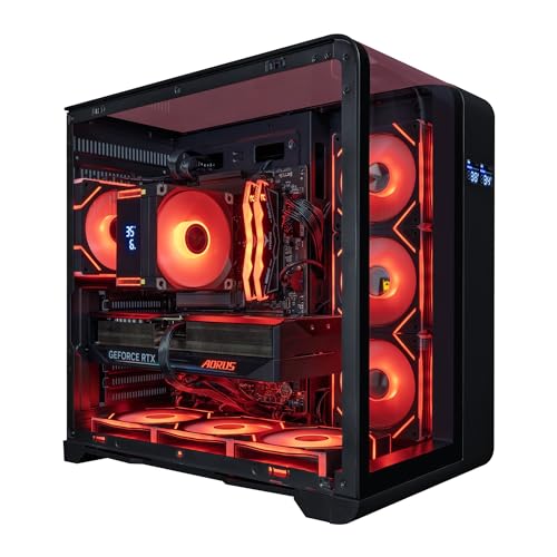 HYPER CYBER Phantom Gaming Desktop, Intel Core i7 14700K, Radeon RX9070XT, 64GB DDR5, 1TB SSD, Tower Fan Black, Windows 11 Home, RGB Lighting, WiFi, Ready to Use