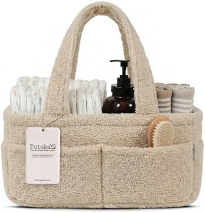 PUTSKA Diaper Caddy Teddy Fleece Cream