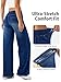 Keolorn Large Denim Wide Leg Pants for Women,High Waisted and Tummy Controlling,Straight Tube,Loose fit,Suitable for Casual Yoga and Fitness High Elasticity Fashion Jeans with Pockets(DarkBlueM)