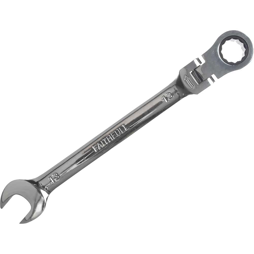Faithfull FAISPARAT13 Ratchet Combination Spanner Flex Head CV 13mm
