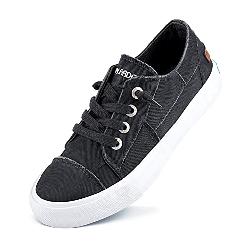 JENN ARDOR Fashion Slip On Sneakers for Women Classic Low Top Canvas Shoes No-tie Adjustable Lace Up Flats Women Summer Shoes Breathable Comfortable Casual Sneakers for Women Walking