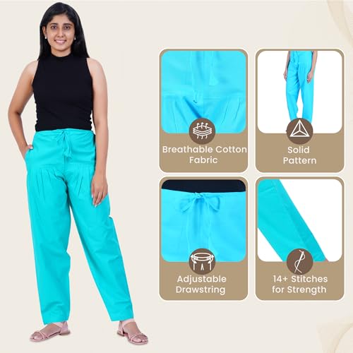 Image of Happy Bunny Salwar Pant for Women, Fine Cotton Ethnic Trousers with Drawstring Waist, Comfortable Daily, Office & Casual Wear Bottoms