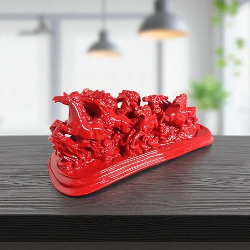 Image of Red Horse | Vastu 12 Running Horses |Size-39cm Approx |Weight- 1800gm Approx | 12 Horses Vastu Remedy | Decorative Showpiece for Home and Office |Pack of 1