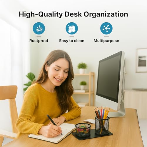 Image of The Better Home Iron Mesh Desk Organizer | Multi-Purpose Rust-Free | Home & Office | Includes Pen /Pencil Holder | Metal Mesh Design | 1 Pack