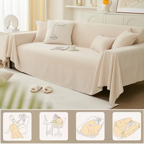 Housse de canapé anti-rayures protège divan poils animaux gris - 6