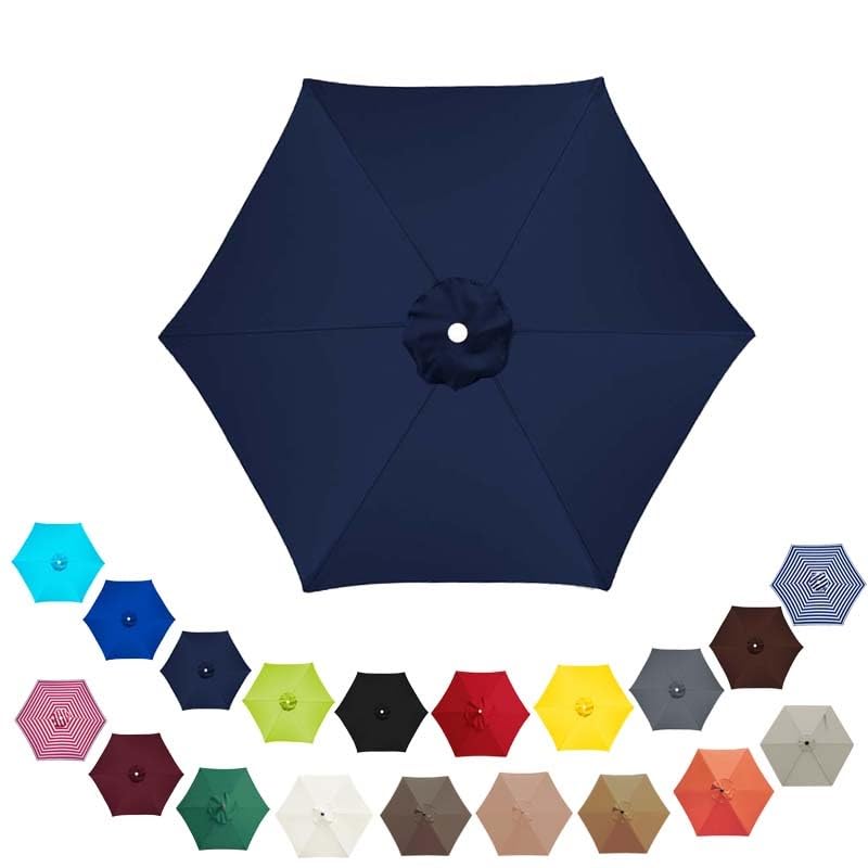 Replacement Canopy Top Cover Outdoor Market Patio Table Umbrella Replacement Canopy 6 Ribs/8 Ribs Suitable for Umbrella Rib Length 6.5ft/7.5ft/9ft/10ft ( Color : Navy blue , Size : 270cm/9FT/6Ribs )