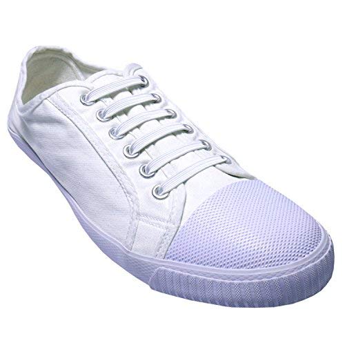 maxstrapz Elastische Stoffschnürsenkel Ohne Binden - Schnürsenkelersatz, Schleifenlose Schuhbänder - Für Erwachsene und Kinder (Weiß, M)