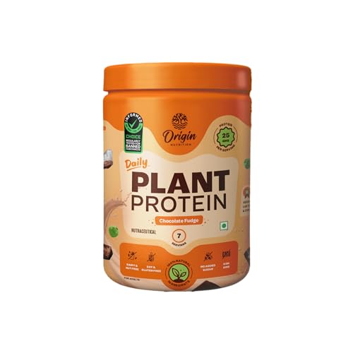 Origin Nutrition 100% Natural Plant Based Protein Powder, Chocolate Flavour with 25g per serve Plant Based Protein, Gluten Free, Dairy Free, No Added Sugar, Soy Free, Non - GMO, Jain, 7 Servings, 283g