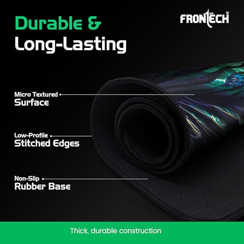 Image of FRONTECH Premium Extended Gaming Mouse Pad | Anti-Slip Rubber Base | Water & Spill Resistant | Stitched Edges | Ultra-Smooth Surface for Gaming & Office (MSP-0060 Green)