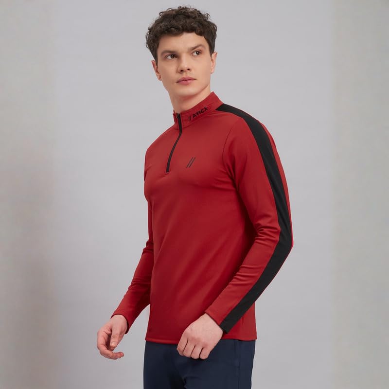 Image of ATICX Polyester Full Sleeve Compression High Turtle Neck Sports Jersey T Shirt for Men - Quick Dry Fit Gym Workout Top for Running, Swimming, Training, Cycling, Football, Badminton
