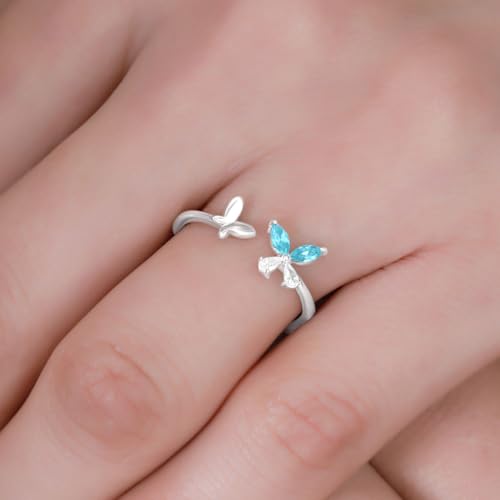 Image of ZAVYA 925 Sterling Silver Butterfly Ring | Gift for Women & Girls | With Certificate of Authenticity and 925 Hallmark