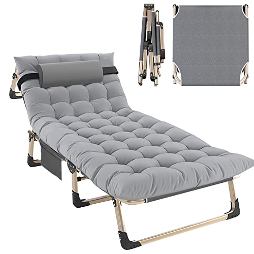 H&ZT Folding Camping Cots, Tri-Folding Cots for Adults Sleeping, Reclining Folding Chaise with Pillow, Guest Hideaway Bed, Heavy Duty Portable Sun Tanning Chair H&ZT Folding Camping Cots, Tri-Folding Cots for Adults Sleeping, Reclining Folding Chaise with Pillow, Guest Hideaway Bed, Heavy Duty Portable Sun Tanning Chair