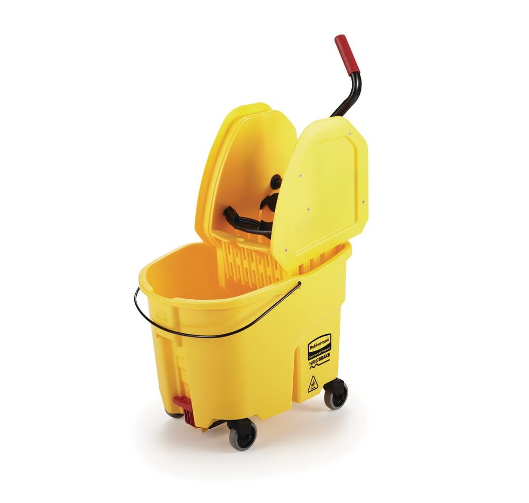 Rubbermaid Commercial Down Press Wringer for WaveBrake Buckets, 16-32 oz Capacity, Yellow, Heavy Duty Mopping/Cleaning for Professional/Janitorial Use