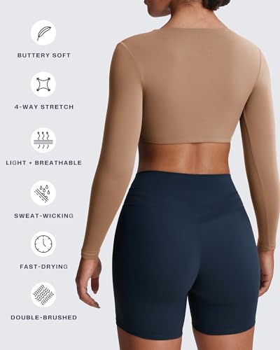 Image of Aoxjox Sienna Twist Deep V Training Women's Long Sleeve Crop Top