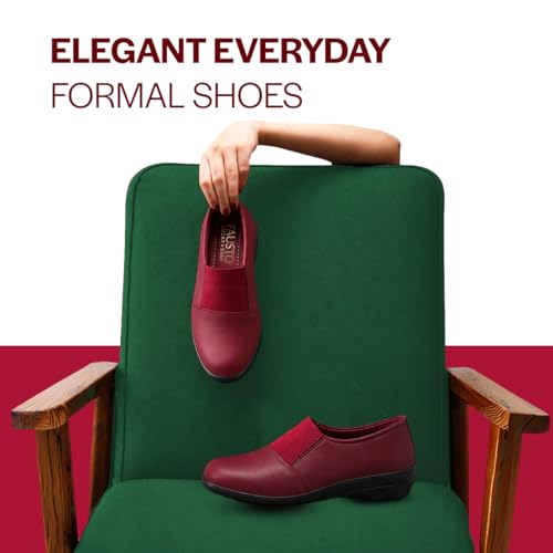 Image of FAUSTO Women Classic Formal Slip On Shoes | Platform Heel Shoe for Office Meeting Events | Easy Pull On Shoes with All Day Comfort