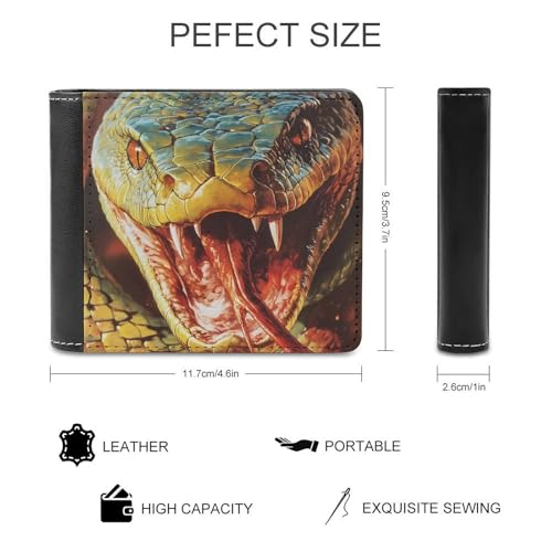 Angry Snake Bi-fold Men's Wallets with 6 Card Holders Slim PU Leather Purse Outdoor Money Clip2
