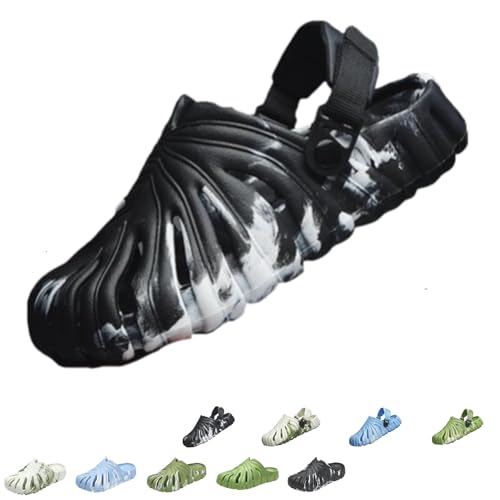 Monstera Slippers, Non-Slip Soft Lightweight Bathroom Slides, Quick Drying Breathable Beach Slides, VariegatedThick Sole Pillow Sandals for Women Men