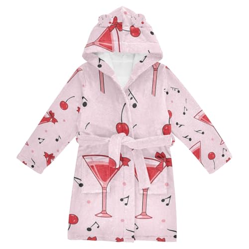 Kids Bath Robes Girls Cherry Christmas Seamless Hooded Bathrobe For Girls